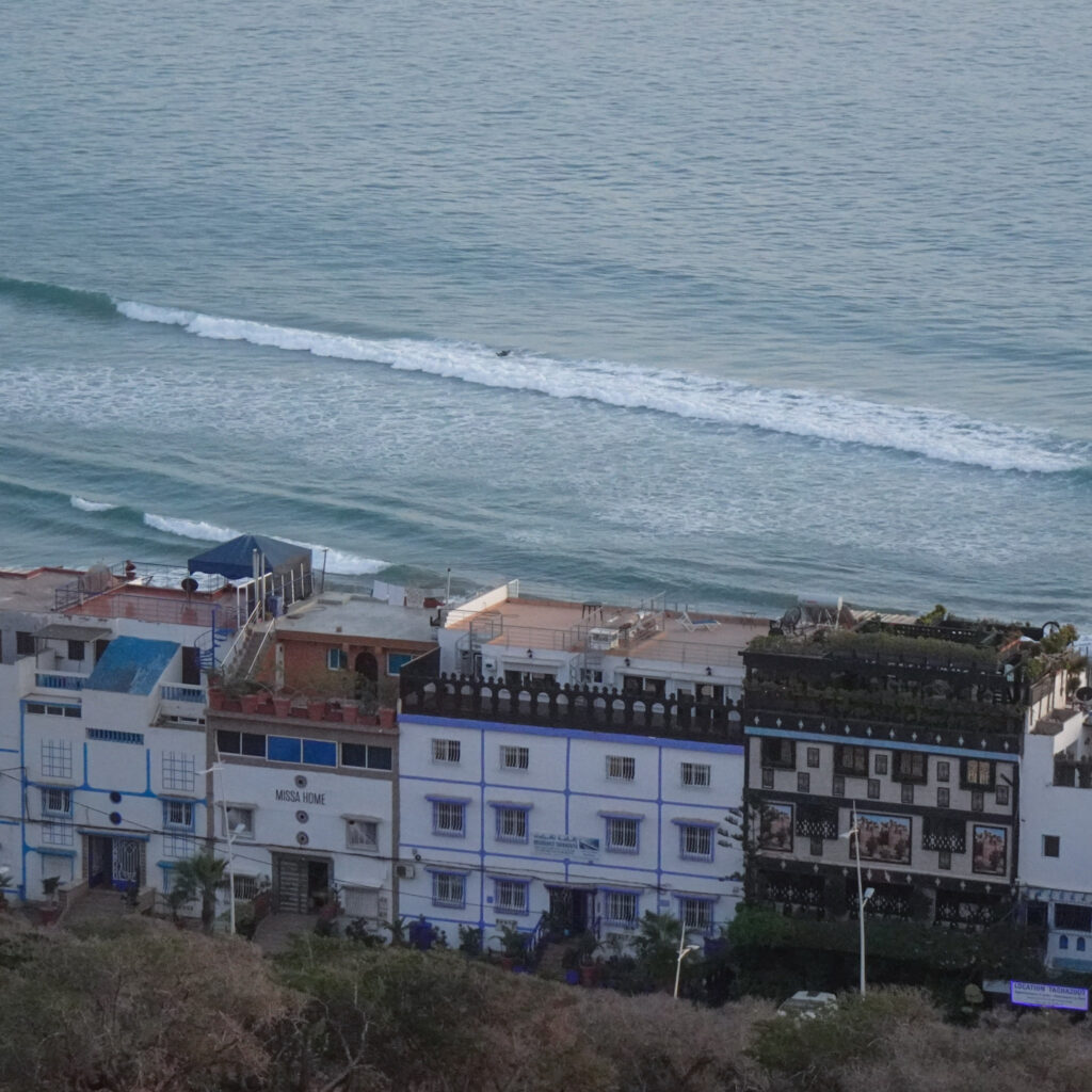 View of the surf town of Taghazout in Morocco in Januray 2024